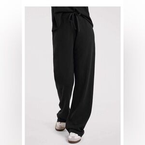 nuuds Luxe Knit Wide Leg Black Pant